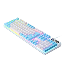 Teclado Computador Usb Gamer RGB Semimecânico - Azul e Branco com Luz Mista