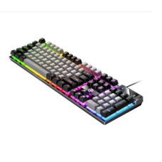 Teclado Computador Usb Gamer RGB Semimecânico - Preto e Cinza com Luz Mista