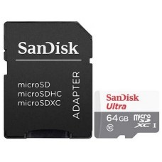 Cartão De Memória Micro SD Sandisk Ultra 64GB, Classe 10, Com Adaptador