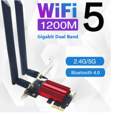 Placa de rede adaptador sem fio PCI-E, Wi-Fi 5, AC1200, Wi-Fi  2.4G e 5GHz, Bluetooth 4.0