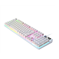 Teclado Computador Usb Gamer RGB Semimecânico  - Branco com Luz Mista 